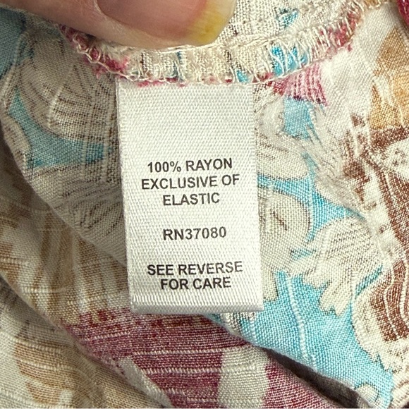 Cato Boho Patchwork Peasant Top Smocked Neck Bell Sleeve Floral Print L - Picture 8 of 10